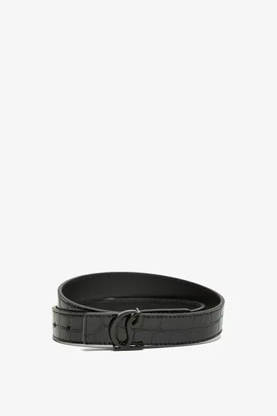 Christian Louboutin Cl 25mm Logo Calf Ali Black Belt