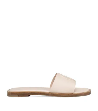 Christian Louboutin Cl Mule Leather Flat Sandals In Beige