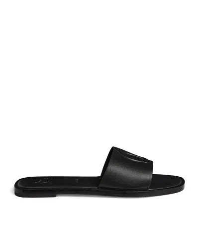 Christian Louboutin Cl Mule Leather Flat Sandals In Black