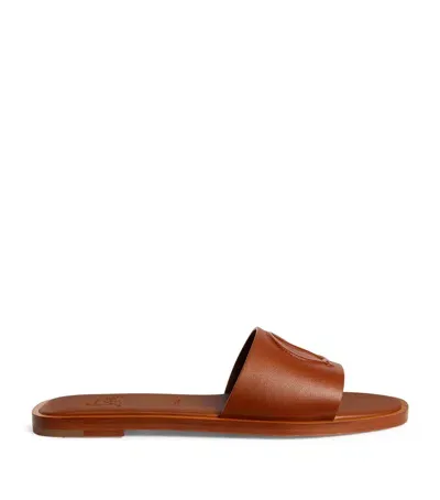 Christian Louboutin Cl Mule Leather Flat Sandals In Brown