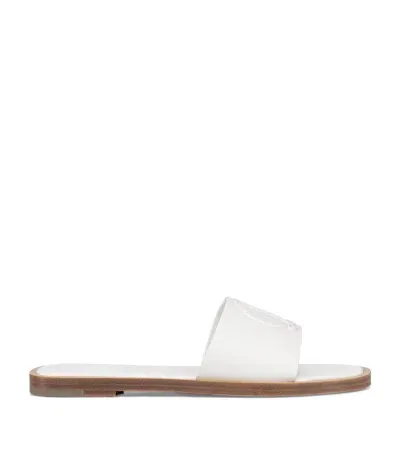 Christian Louboutin Cl Mule Leather Flat Sandals In White