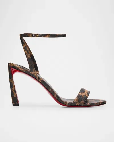 Christian Louboutin Condora Queen Red-sole Leopard-print Leather Sandals In Leopard Multi