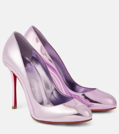 Christian Louboutin Dolly 100 Metallic Leather Pumps In Purple