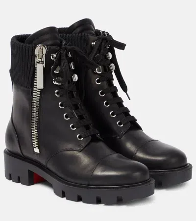 Christian Louboutin En Hiver Lug Leather Combat Boots In Black