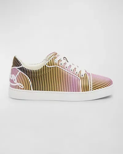 Christian Louboutin Fun Vieira Striped Red Sole Sneakers In Multi