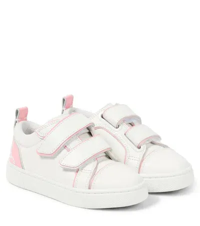 Christian Louboutin Kids' Funnyto Scratch Leather Sneakers In White