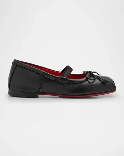 Christian Louboutin Girl's Leather Ballet Flats, Toddlers/kids In Black