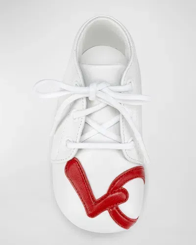 Christian Louboutin Kids' Girl's Love Applique Pre Walkers, Baby In Bianco