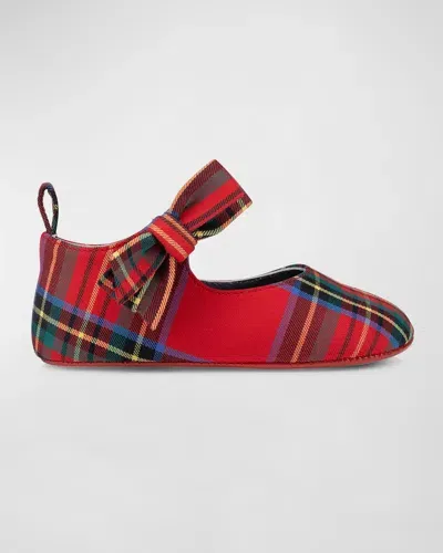 Christian Louboutin Kids' Girl's Tartan-print Ballerina Flats, Baby In Multi/navy