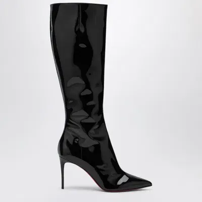 Christian Louboutin High Black Patent Leather Boot In White