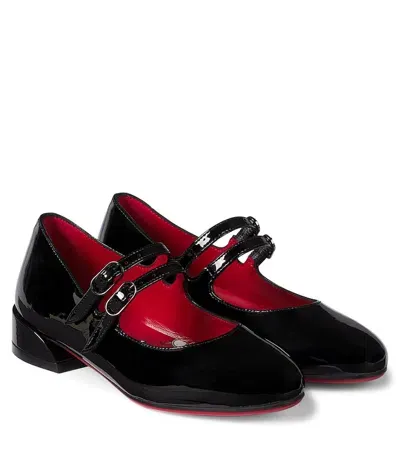 Christian Louboutin Kids' Jane Fille Patent Leather Ballet Flats In Black