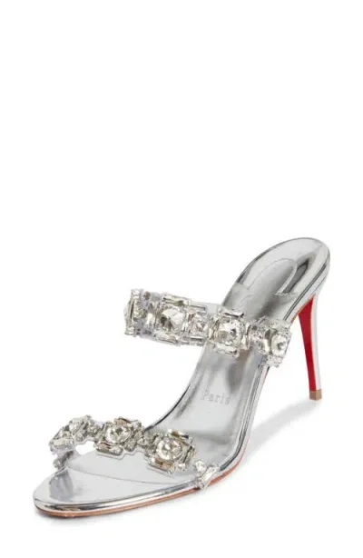 Christian Louboutin Just Jewel Crystal Embellished Stiletto Sandal In Crystal/silver