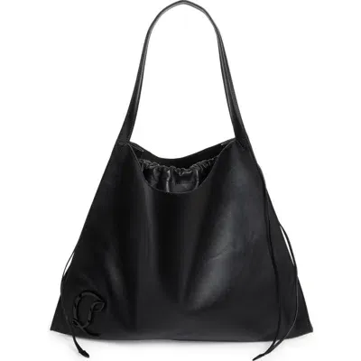 Christian Louboutin Le 54 Leather Drawstring Tote In B380 Black/black/black