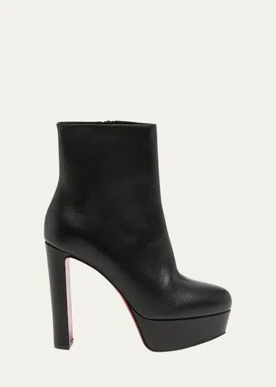 Christian Louboutin Loo Leather Red Sole Platform Booties In Black