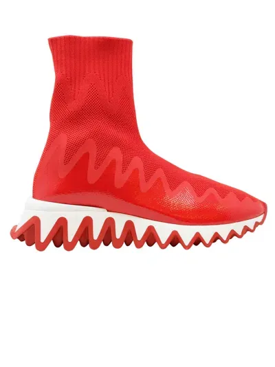 Christian Louboutin Loubi Fabric Sharkysock Sneakers In White