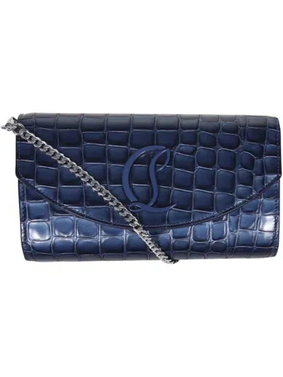 Christian Louboutin Loubi54 Logo Plaque Chained Wallet In Blue