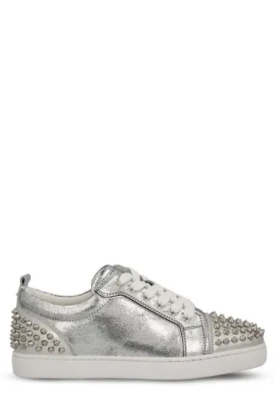 Christian Louboutin Louise Junior Spikes Lace In Silver