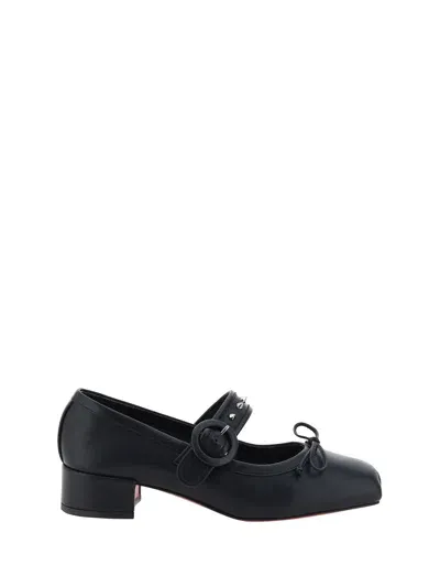 Christian Louboutin Mamastrapita Ballerinas In Black/lin Black