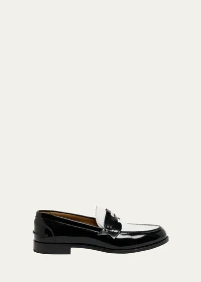 Christian Louboutin Men's Alligator-print Leather Penny Loafers In Black