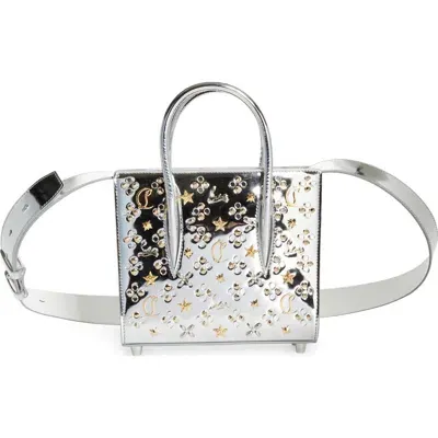 Christian Louboutin Mini Paloma Loubinthesky Metallic Leather Top Handle Tote In S374 Silversilvermulti