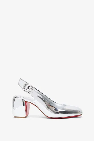 Christian Louboutin Minny 70 Sliver Slingbacks In White