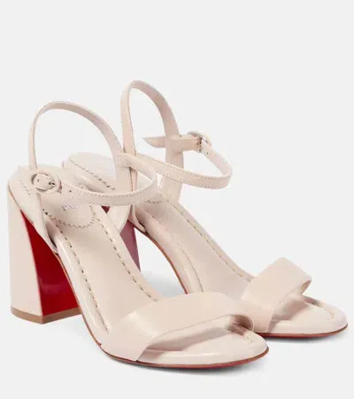 Christian Louboutin Miss Jane 85 Leather Slingback Sandals In Leche