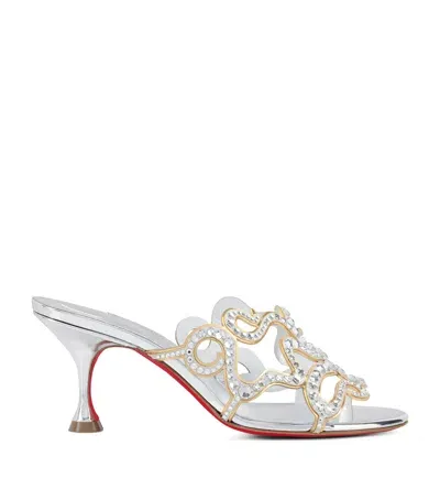 Christian Louboutin Octomule Embellished Mules 70 In Silver