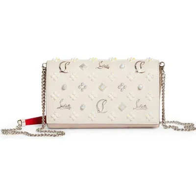 Christian Louboutin Paloma Empire Calfskin Clutch In Leche/multi