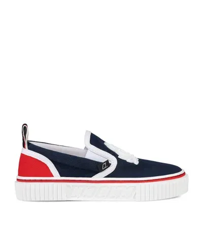 Christian Louboutin Kids' Pedro Boat Crest Loafers In Red