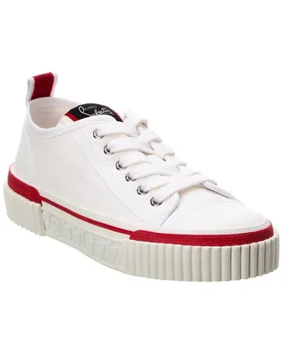 Christian Louboutin Pedro Donna Canvas Red Sole Sneakers In White