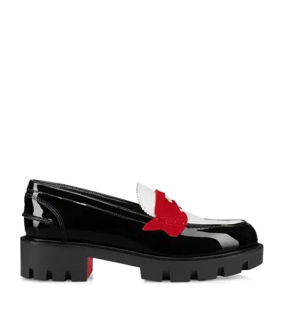 Christian Louboutin Penny Lug Donna Leather Loafers In Red