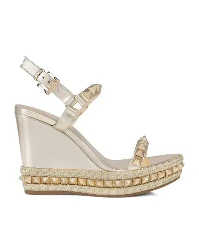 Christian Louboutin Pyraclou Embellished Wedge Sandals 110 In Gold