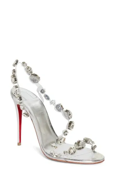 Christian Louboutin Rosalie Crystal Embellished Slingback Sandal In Crystal/silver