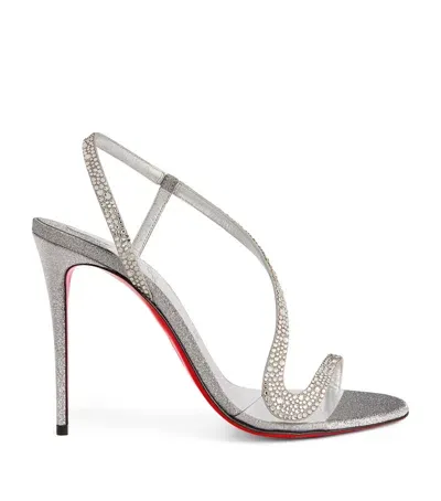 Christian Louboutin Rosalie Strass Sandals 100 In Silver