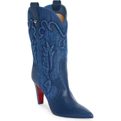 Christian Louboutin Santiabooty Denim-leather Boots 85