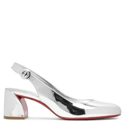 Christian Louboutin So Jane Sling 55 Silver Patent Slingbacks In Metallic