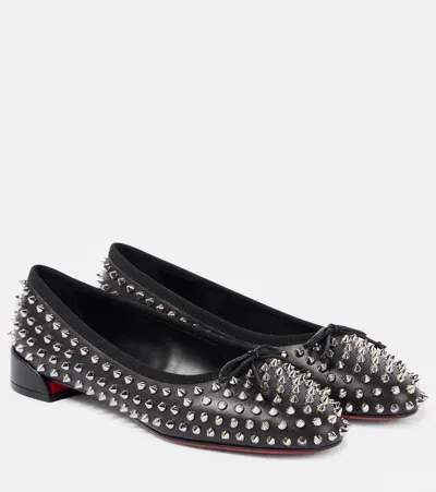 Christian Louboutin Spiked Leather Ballet Flats In Black