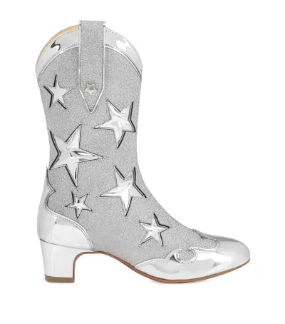 Christian Louboutin Kids' Star Giddy Leather Boots In Silver