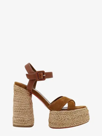 Christian Louboutin Super Calakala 130mm Suede Platform Sandals In Brown