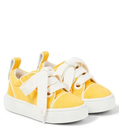 Christian Louboutin Kids' Toy Toy Leather-trimmed Sneakers In Yellow