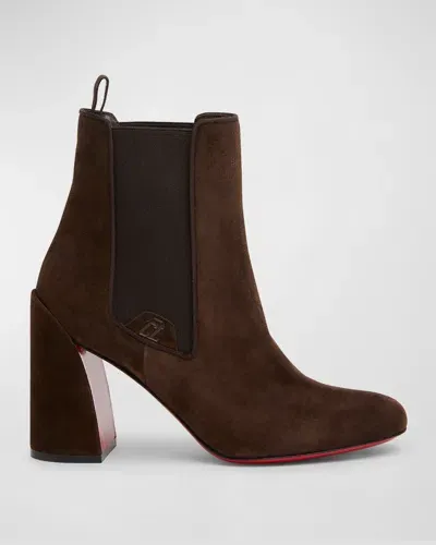 Christian Louboutin Turelastic Suede Red Sole Ankle Booties In Cosme