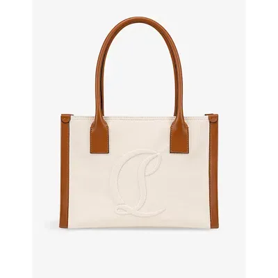 Christian Louboutin Womens Natural By My Side Small Cotton-canvas And Leather Tote Bag In Brown