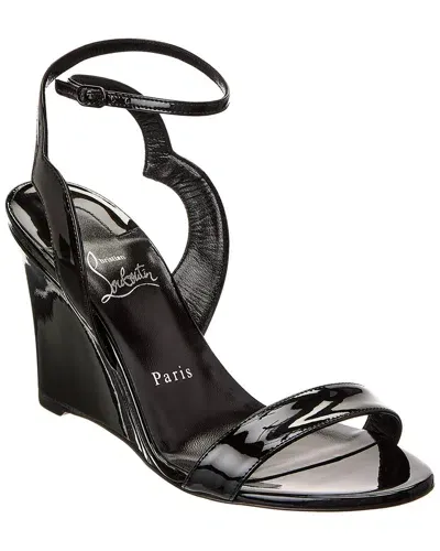 Christian Louboutin Zeppa Chick 85 Patent Wedge Sandal In Black