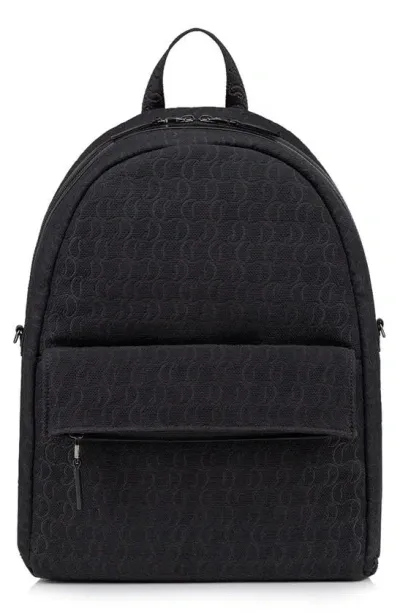 Christian Louboutin Front Zip Pocket Logo-jacquard Strap Backpack In Black