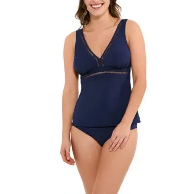 Christina Ladder Solids Ladder Trim Tankini In Navy