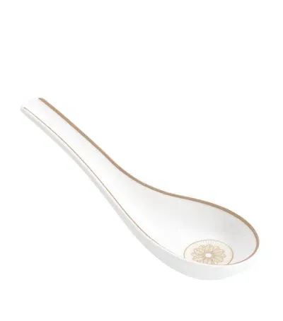 Christofle Porcelain Malmaison Platinum Impériale Chinese Spoon In White