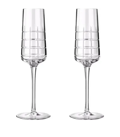 Christofle Set Of 2 Graphik Crystal Champagne Flutes (170ml) In White