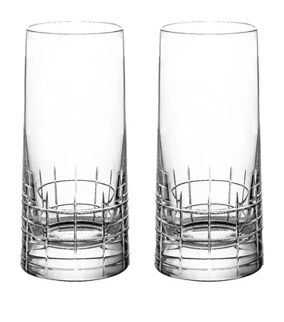 Christofle Set Of 2 Graphik Crystal Highball Glasses In Silver