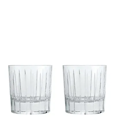 Christofle Set Of 2 Iriana Crystal Double Old Fashioned Glasses In Silver