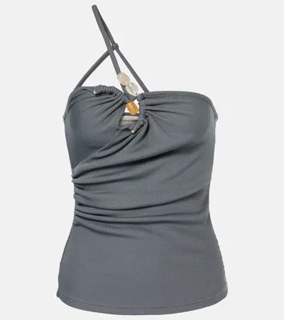 Christopher Esber Concave Stone Strapless Top In Grey